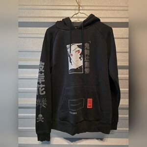 Black Graphic Hoodie with Anime Design